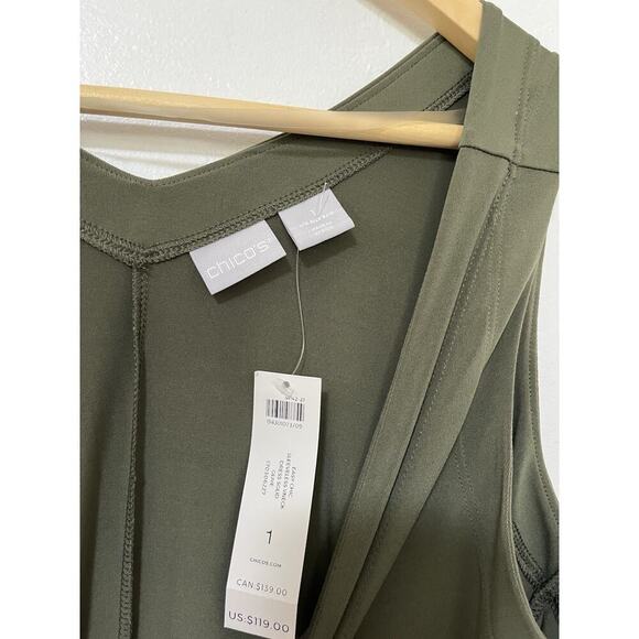 Chicos Easy Chic Sleeveless Maxi Dress Size M Olive Green A-Line Stretch NWT - Picture 6 of 6